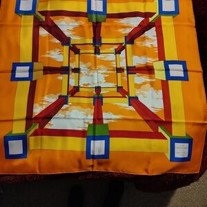 Hermès Orange Geometric Silk Scarf